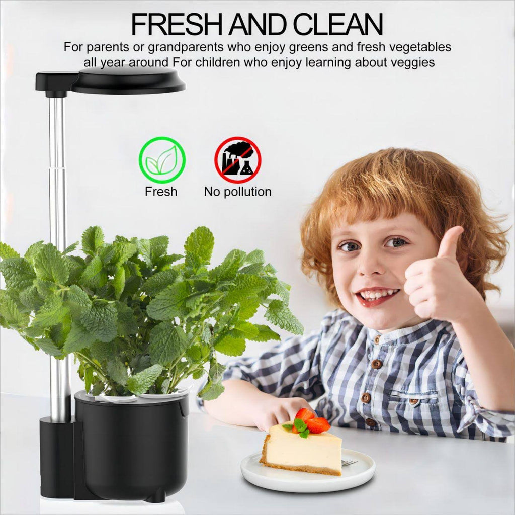 3 Pods Hydroponic Growing System - Indoor Garden with LED Light, Adjustable Height, and Removable 0.75L Water Tank
